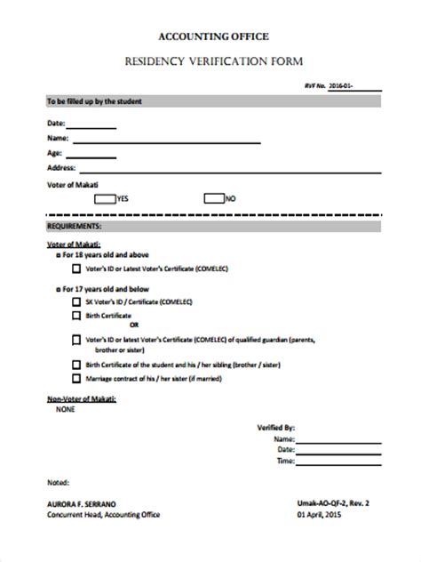 verification accounting forms