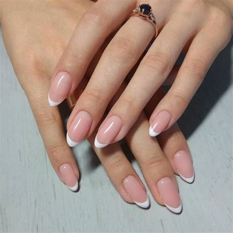 Stunning Almond Nails In Traditional French Manicure Style