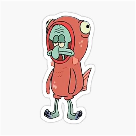 Squidward In A Salmon Suit Sticker For Sale By Longspicy2 Redbubble