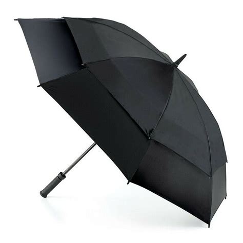 Fulton Stormshield Double Canopy Windproof Long Golf Umbrella In Black