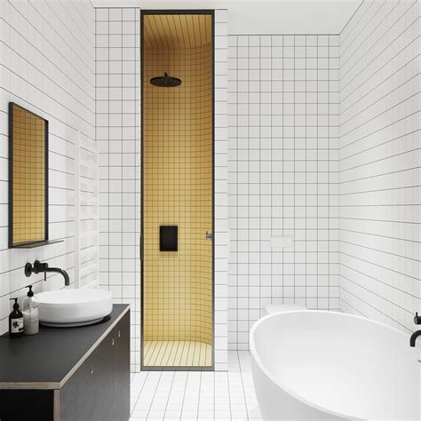 Interiors That Use Colour Blocking To Segment Space White Bathroom