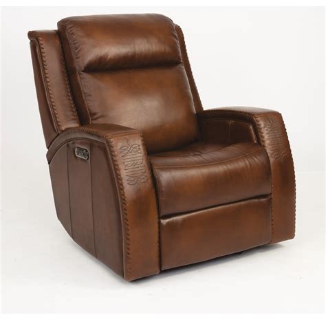 Latitudes Mustang Rustic Leather Power Glider Recliner With Southwest