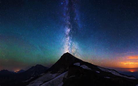 Na20 Mountain Aurora Sky Night Star Nature Milky Way Wallpaper