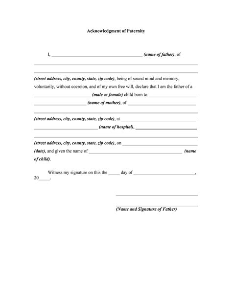 Acknowledgment Paternity Form Fill Online Printable Fillable Blank Pdffiller