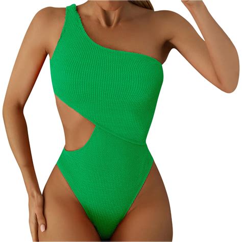 Giligiliso Clearance Summer Swimdress Chlorine Resistant Simply Glam Swimsuit Sexy One Shoulder