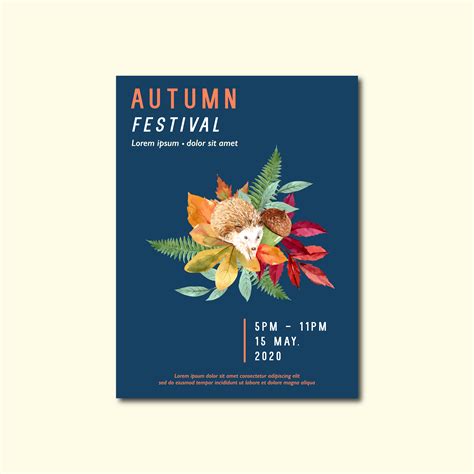 Fall Poster Layout Design With Leaves And Animal 663527 Vector Art At