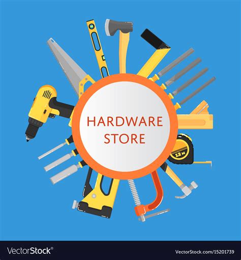 Hardware Store Banner With Building Tools Vector Image