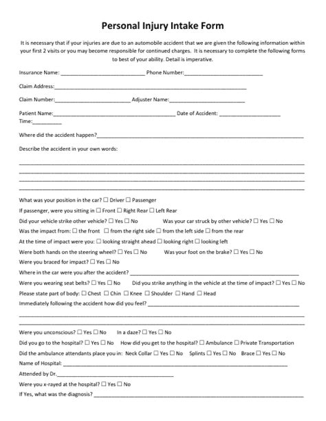 Personal Injury Intake Form Fill Out Sign Online And Download Pdf