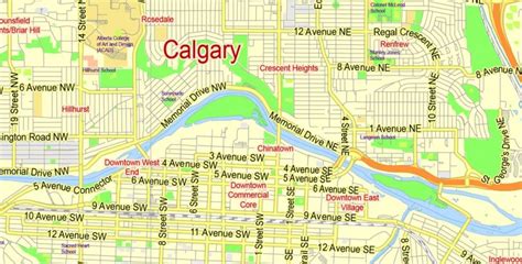 Printable Map Calgary Canada Exact City Plan Editable Adobe Illustrator