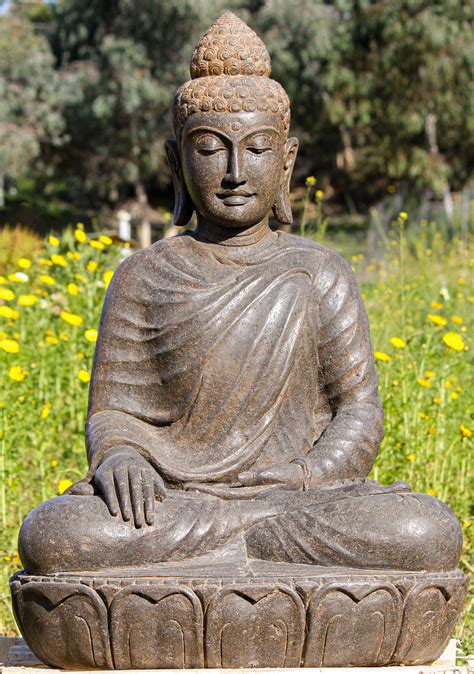 Sold Stone Earth Touching Garden Buddha Statue 40 123ls724 Hindu