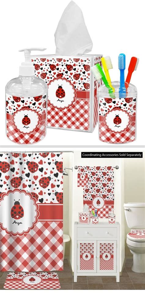 Browse delta bathroom accessories including towel bars, towel rings, soap or lotion dispensers find bathroom accessories to enhance not only the look and feel of your bathroom but also the. Ladybugs & Gingham Bathroom Accessories Set (Personalized ...