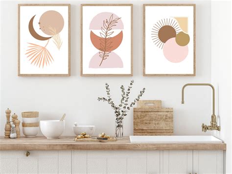 Boho Art Set Of 3 Prints Boho Wall Art Abstract Gallery Wall Etsy