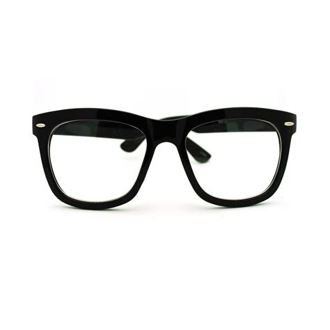 clear lens eyeglasses oversized thick square frame nerdy glasses black see this great