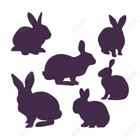 紫色兔子动物简约剪影素材下载 - 觅知网