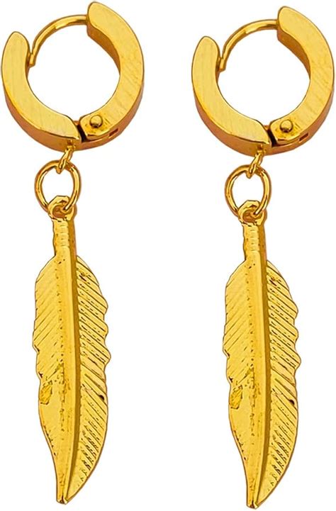 Aggregate 85 Gold Feather Hoop Earrings Vn