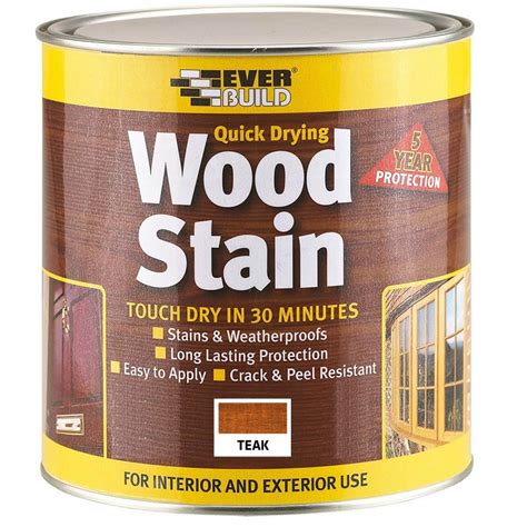 Everbuild Quick Drying Satin Wood Stain 250ml 7 Colour Woodstain
