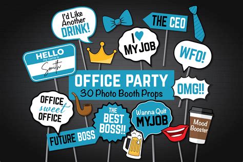 Office Party Photo Booth Props Funny Adult Work Svg Bundle Props Instant Download Etsy