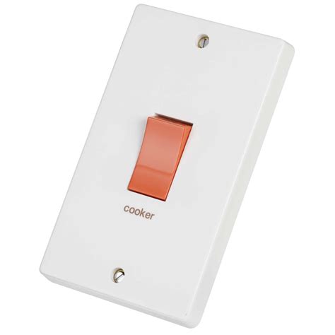 Crabtree 50a Dp 2 Gang Vertical Switch Marked Cooker White 45001 Cef