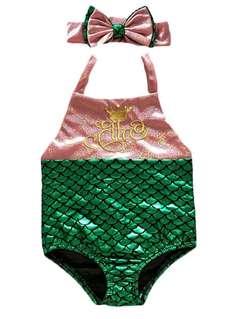 Focusnorm Baby Girls Mermaid Bathing Suits Gilter One Piece Swimsuits