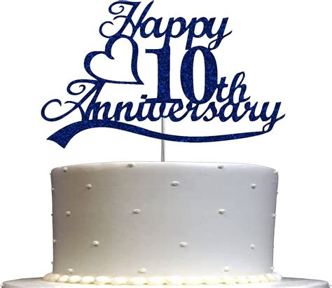 10th Anniversary Cake Topper Double Sided Glitter 10th Etsy