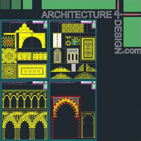 340 Islamic Architecture Ornament Motifs And Arches For Autocad Dwg