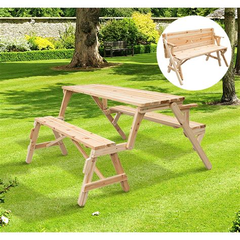 2 In 1 Convertible Picnic Table And Garden Bench