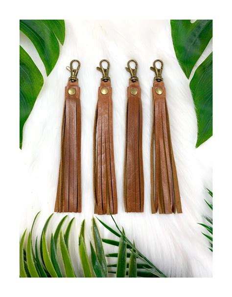 Distressed Brown Leather Tassel Single Leather Purse Charm Etsy