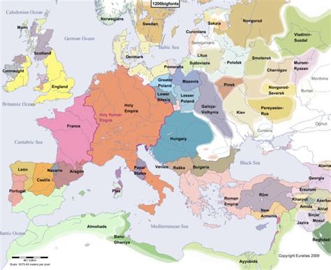 Map Of Europe In Year 1200 Mappe Antiche Storia Europea Storia