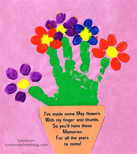 Handprint And Fingerprint Flowerpot With Poem For Mothers Day