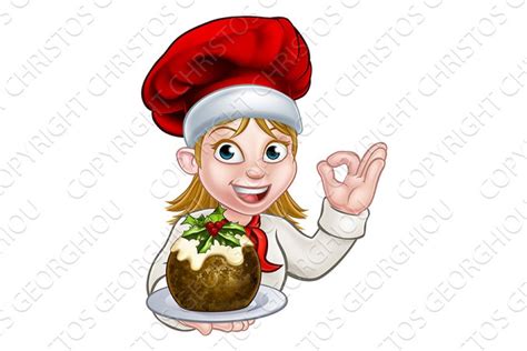 Santa Chef Holding Christmas Dinner Pre Designed Illustrator Graphics