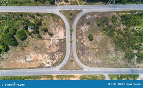Top View Aerial Shot Of The Highway Road Stock Image Image Of Traffic
