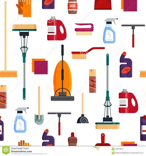 Cleaning Service Seamless Pattern House Cleaning Tools On