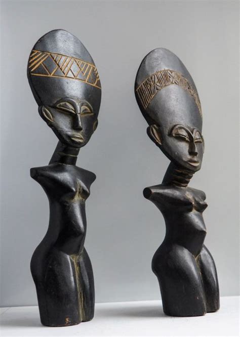 Akuaba 2 Carved Wooden Fertility Dolls Ashanti Ghana Catawiki