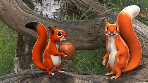 Pip The Squirrel 3d Animated Series • Full Rotation Design And Animation