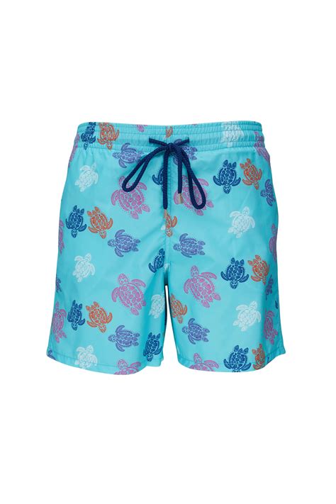 Vilebrequin Moorea Blue Turtles Print Swim Trunks