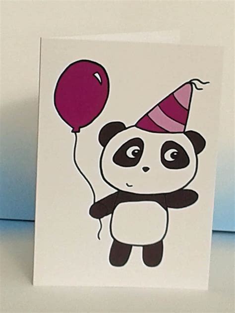 Panda Birthday Card Cute Panda Card Child Party Card Etsy Uk