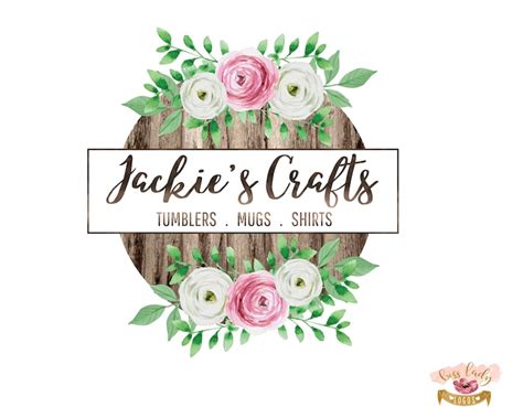 Rustic Wood Logo Craft Business Logo Tumbler Logo Floral | Etsy