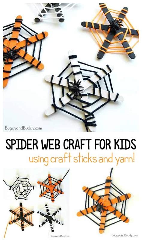 Spider Web Craft For Kids For Halloween Using Yarn Buggy