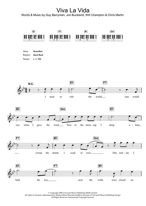 Viva La Vida Piano Sheet Music Scientist Sheet Coldplay Piano Guitar