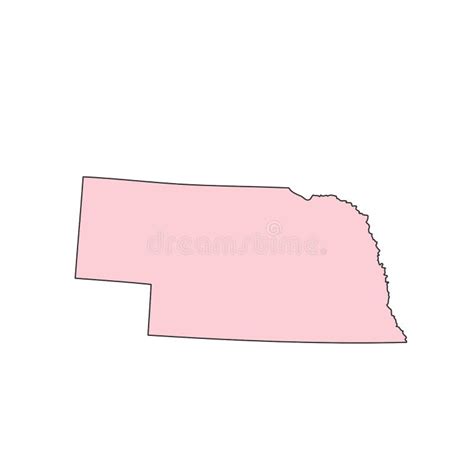 Mapa De Nebraska Isolado Na Silhueta Branca Do Fundo Estado De Nebraska