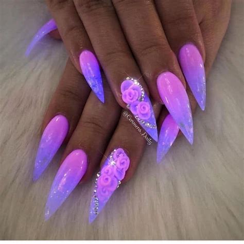 Unicorn Nails Designs Purple Acrylic Nails Neon Purple Nails