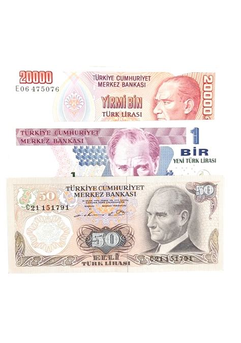 6 7 8 Emisyon 3 Adet Eskı Kağıt Para Türk Lirası Eski Para