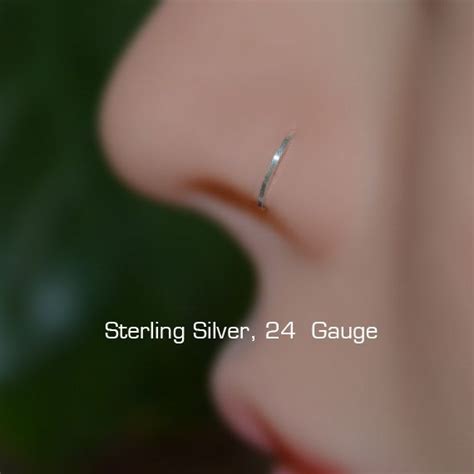 Small Sterling Silver Nose Ring 24 Gauge Hoop Earring Cartialgehelixrookdaith Tragus