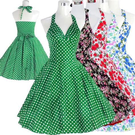 Vintage 50s 60s 70s Swing Retro Rockabilly Dress Cotton Floral Ball