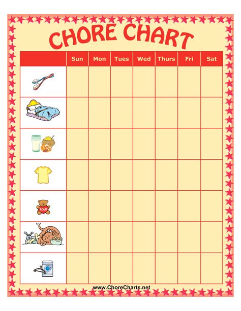 Free Printable Chores Chart Printable Templates Wonderland