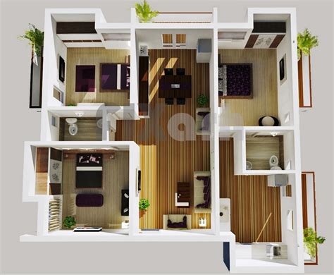 50 Three 3 Bedroom Apartmenthouse Plans Simplicity