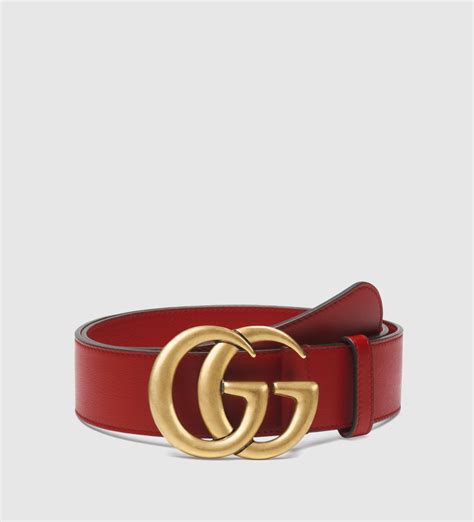 Lyst Gucci Leather Belt With Double G Buckle In Red
