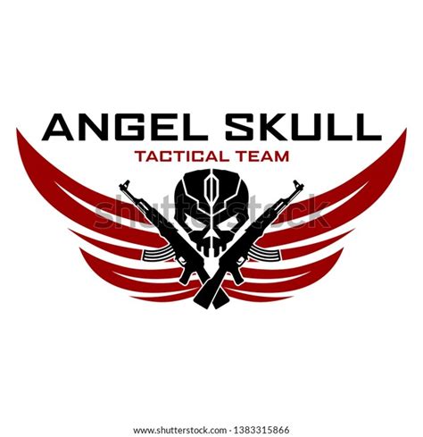 Angel Skull Soldier Logo Template Design Stock Vector