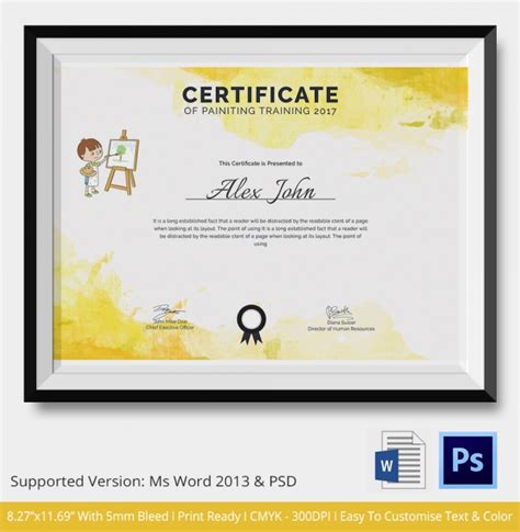 Painting Competition Certificate Template Certificate Painting Template
