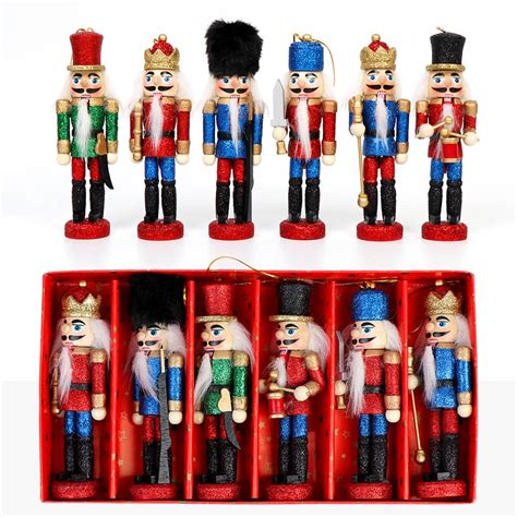 6xchristmas Mini Wooden Nutcracker Soldiers Doll Xmas Tree Hanging